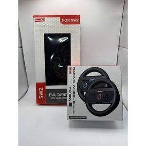 For SW2 Switch 2 Racing Wheels 2 Pack EVA Console Carry Case Set Black Joy-Con